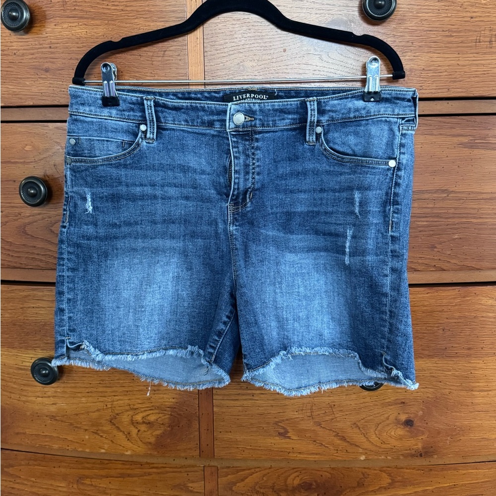 Liverpool Women's Distressed Blue Jean Shorts